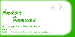 andor hamvai business card